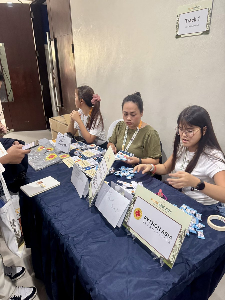PythonAsiaOrg's tweet image. Live at #pyconapac2025! Visit Python Asia Organization’s booth outside the Main hall! ❤️❤️❤️

We have the I support PAO tshirt for sale for 499!!! Limited during this PyCon APAC 2025 🥰