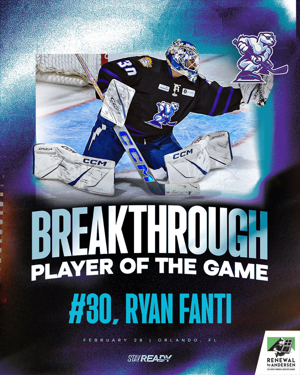 Our <a href="/RbAFlorida/">Renewal by Andersen of Florida</a> Breakthrough Player of the Game who stood TALL between the pipes to help secure the W, <a href="/Fanti_29/">Ryan Fanti</a> 👊