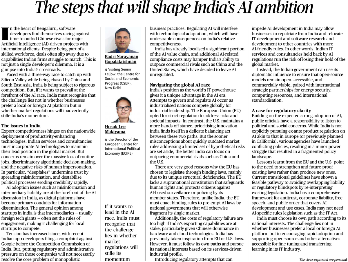 D_U_Teachers's tweet photo. Badri Narayanan Gopalakrishnan (#CESP #JNU) Hosuk Lee Makiyama (#ECIPE)

@leemakiyama 

The Hindu, 01/03/2025 https://t.co/HOuMPw6zaL