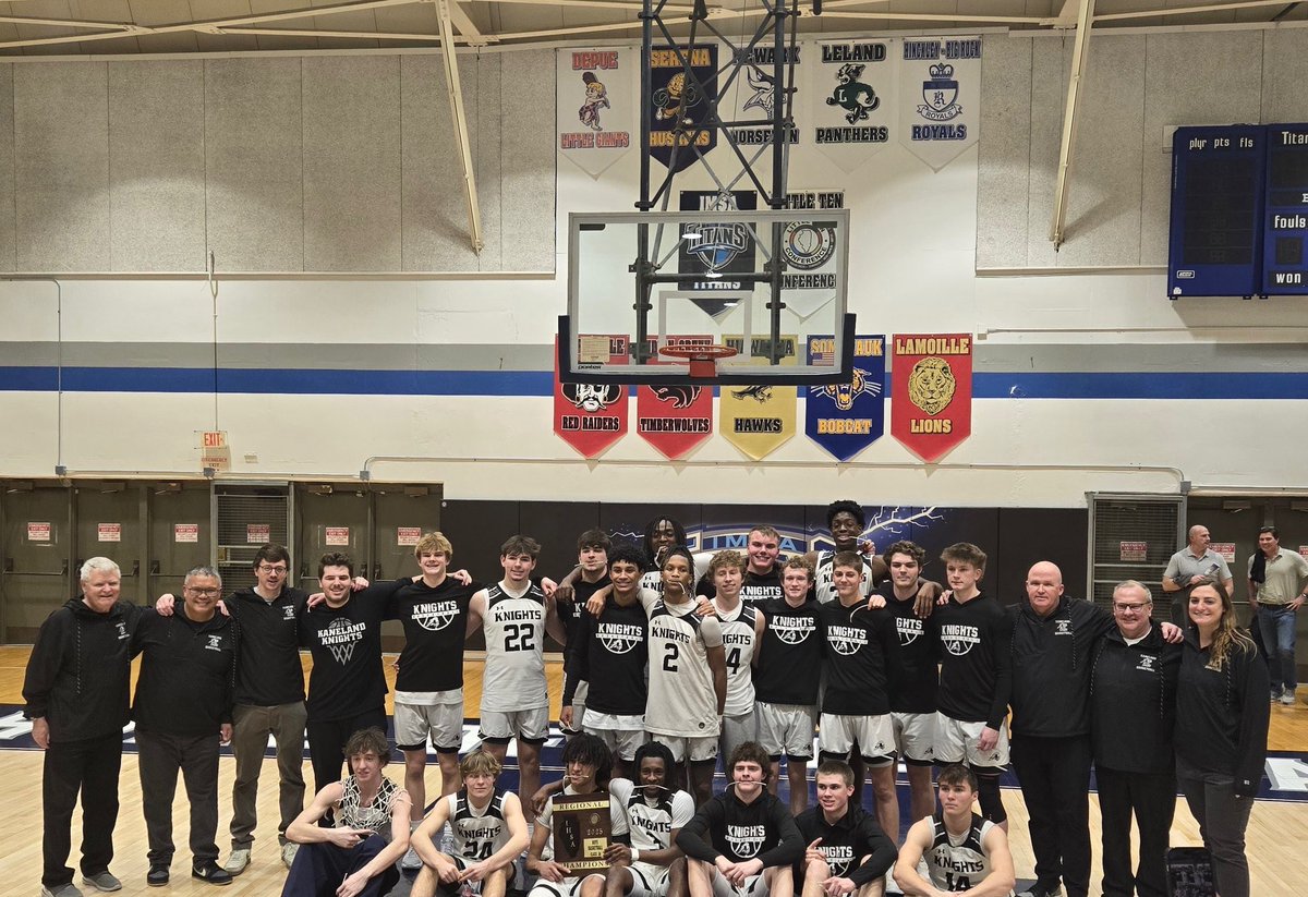 Kaneland 66 Wheaton Academy 56

Freddy Hassan 23 points, 14 rebounds 
Isaiah Gipson 17
Marshawn Cocroft 14

KNIGHTS BACK to BACK REGIONAL CHAMPS!!!!!!

GREAT EFFORT by these guys!!!! THANK YOU to the FANS!!!