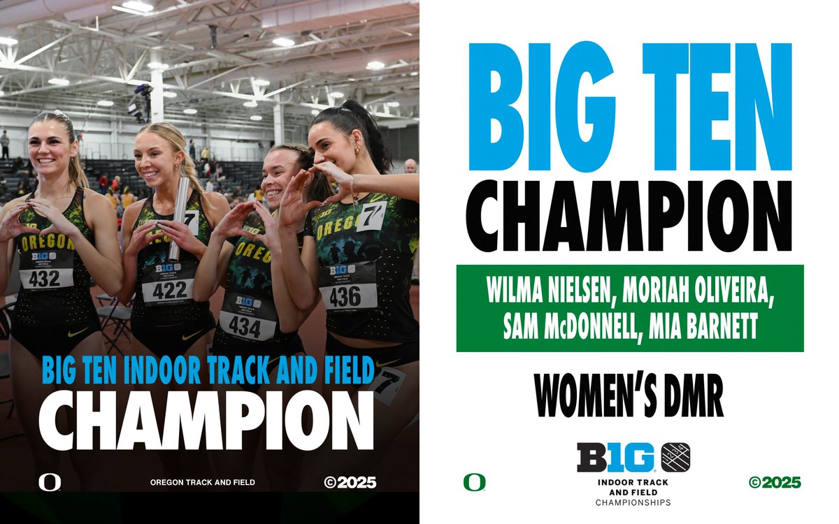 +🔟

Within half a second of the meet record to close out the night, second #B1GTF title for the Women of Oregon.

⏱️ 10:56.97

#GoDucks