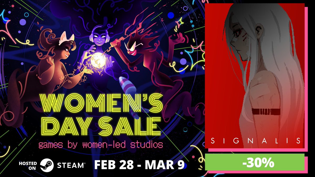 antihelios_'s tweet photo. SIGNALIS is part of the Women’s Day Sale on Steam and 30% off!

Discover great indie games made by women &amp; gender marginalized devs:
https://t.co/3ZzzG5aYW0

Thank you to @wingsfundme for organizing this event again! https://t.co/O628RvtFIB