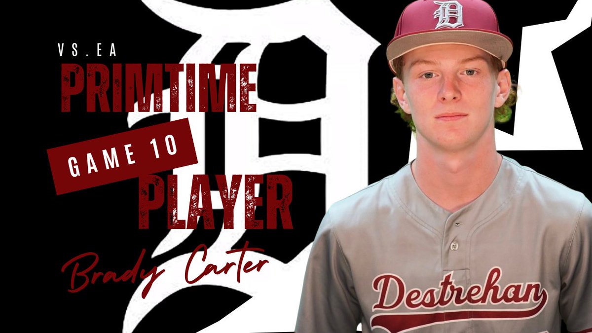 DestrehanBB's tweet photo. Primetime Player vs. East Ascension
Brady Carter earns the W tonight on the hill and is awarded the primetime player award! The tall righty Ks 4 and allows 0 earned runs!
#PrimetimePlayer https://t.co/XOud2kGEeT