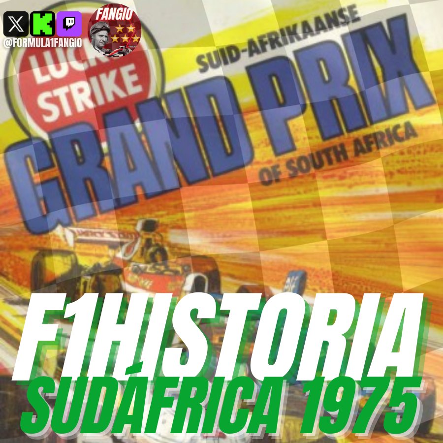 Formula1Fangio's tweet photo. 🏁 Un día como hoy, en 1975, se celebraba el GP de #Sudáfrica 🇿🇦
El podio:
🥇 Jody #Scheckter 🇿🇦 (#Tyrrell)
🥈 Carlos #Reutemann 🇦🇷 (#Brabham)
🥉 Patrick #Depailler 🇫🇷 (#Tyrrell)
Scheckter logró una victoria clave en casa.
#F1 #OnThisDay https://t.co/f3wZDX6tuY