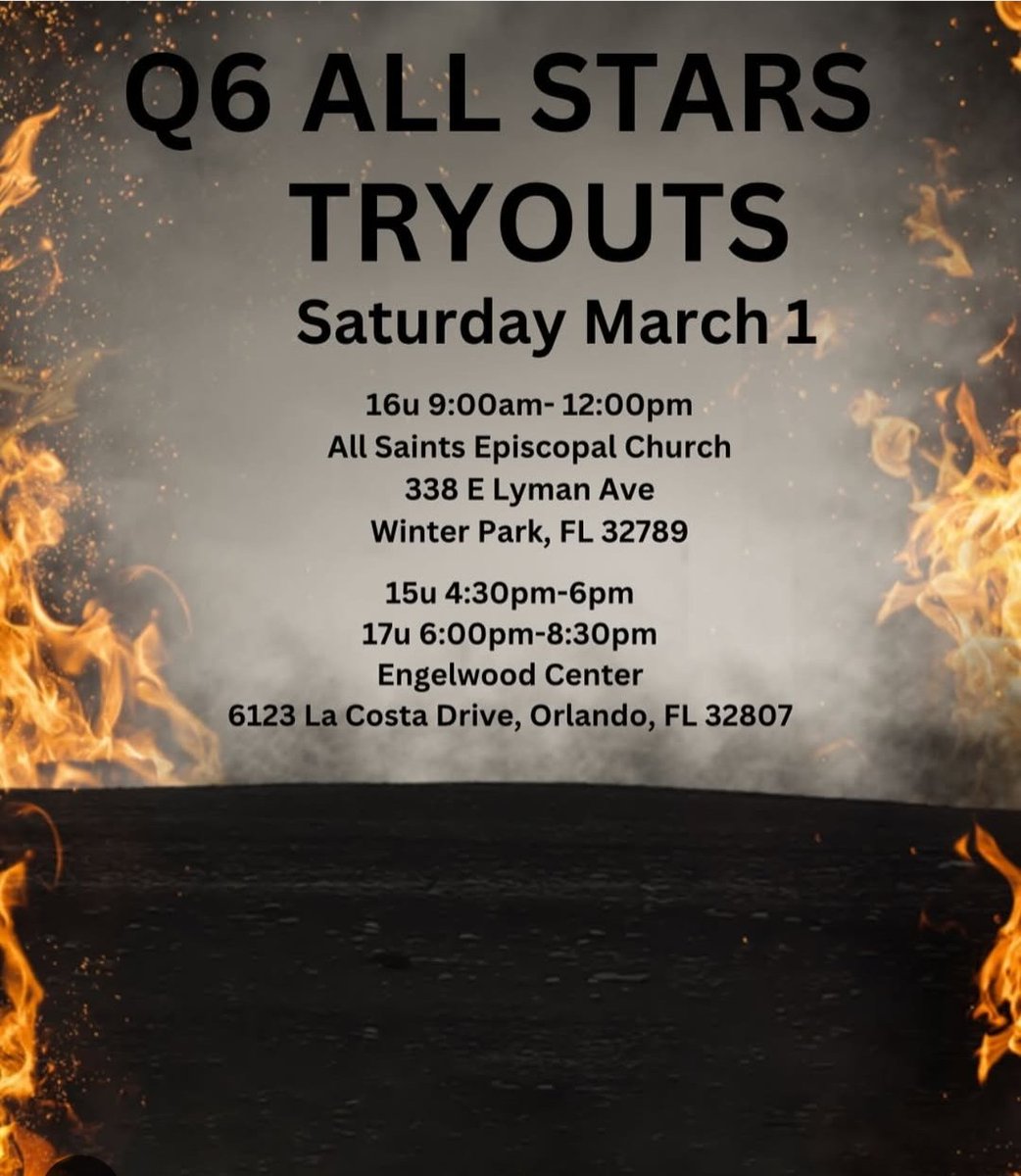 Free Tryouts on Saturday for all age groups 15U-17U.... Please pay attention to tryout locations....