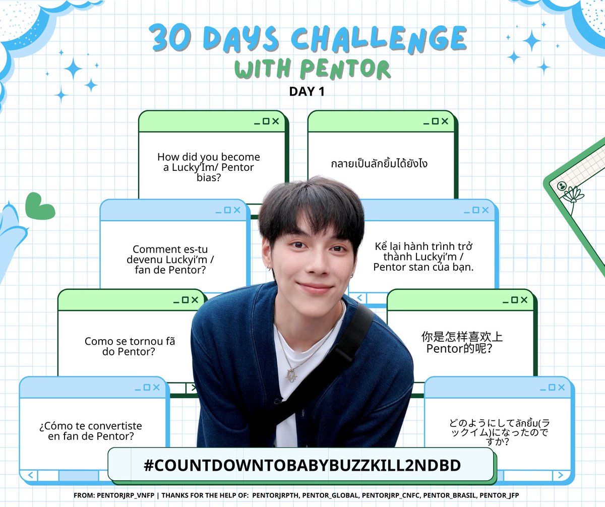 PentorJrp_VNFP's tweet photo. ⋆｡‧˚ʚ 𝟛𝟘 𝔻𝔸𝕐𝕊 ℂℍ𝔸𝕃𝕃𝔼ℕ𝔾𝔼 𝕎𝕀𝕋ℍ ℙ𝔼ℕ𝕋𝕆ℝ ɞ˚‧｡⋆

📍Day 1 - START 
⚡️Tell us about your journey to becoming Luckyim/Pentor's Stan.

#CountdownToBabyBuzzkill2ndBD
#PentorJrp #PENTOR 

💜 Thanks for the help of translating from @pentorJrp_CNFC @Pentor_Global @PentorBrasil @Pentor_Jfp