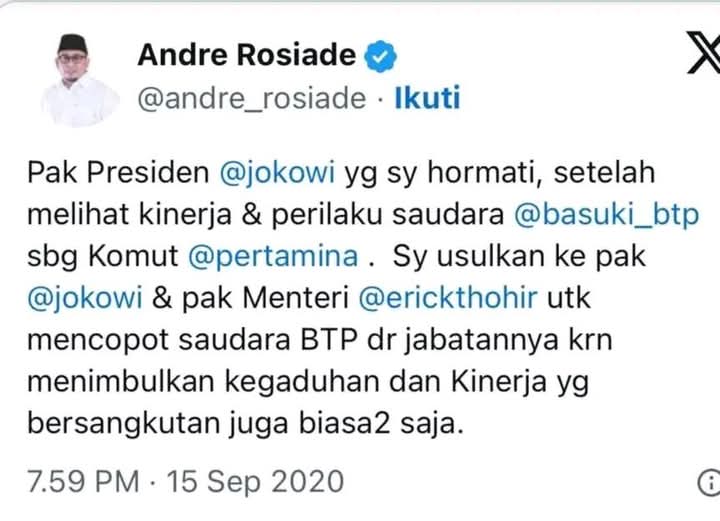 Yang paling Takut Korupsi Pertamina dibongkar adalah dia,

Ada yang tau kenapa...?