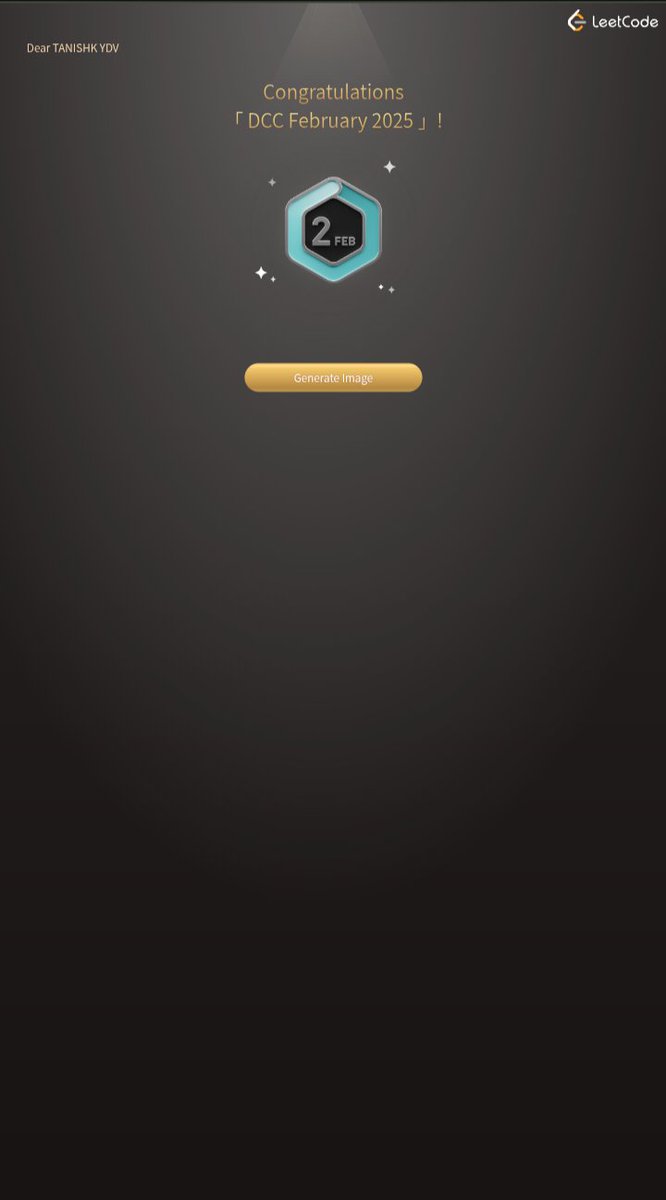 tanx034's tweet photo. Finally complete 💯 #DCC #badge in February!
✔️ Daily coding challenge [DCC] 
✔️ Leetcode badge 📛 

It's my daily coding practice and hard work 
(Consistency is key ) 
Lot of thanks @LeetCode 💛

#LeetCode 
#Coding
#coding_challenge
#coder
#badge https://t.co/KmzGHp5KLb