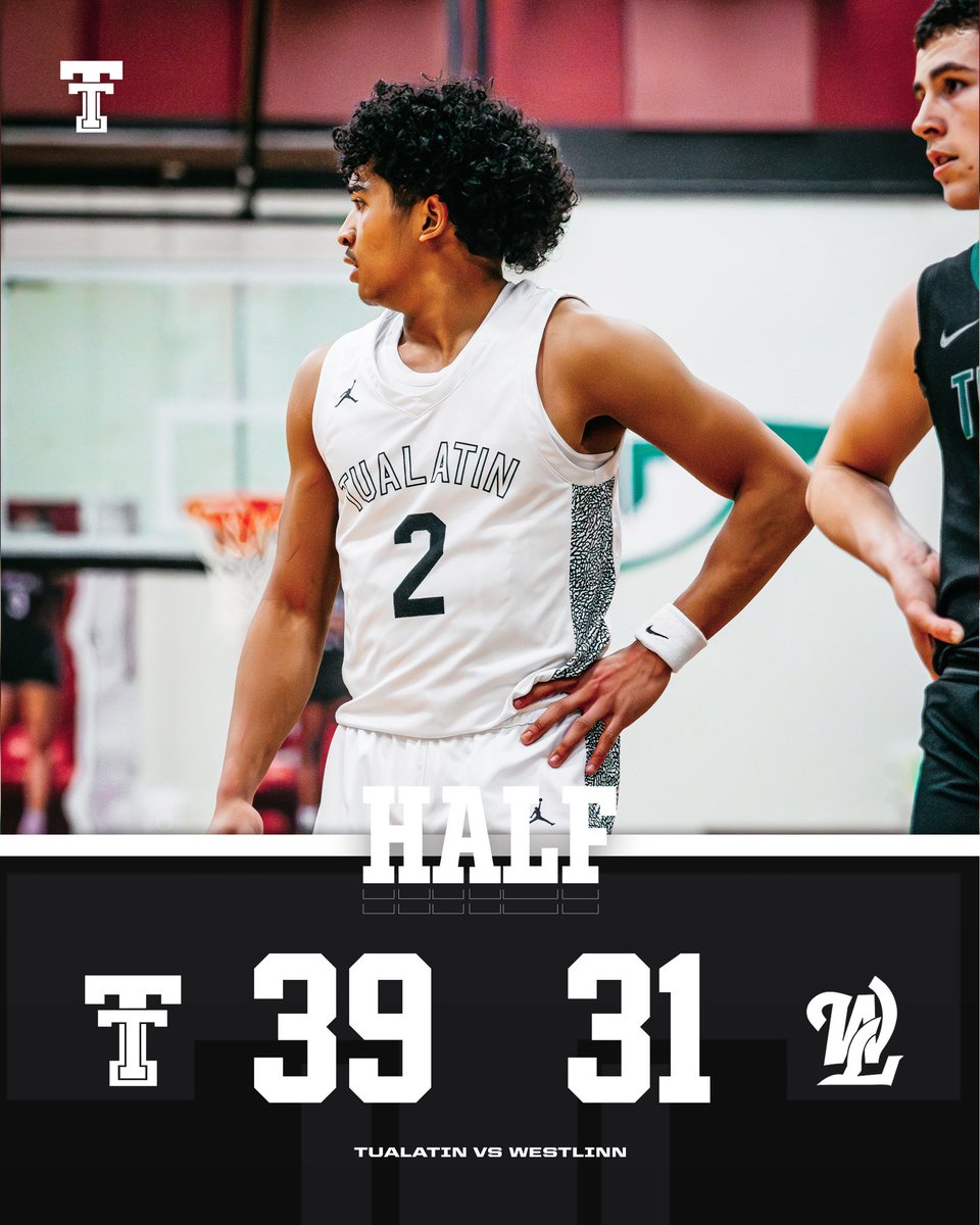 MensTualatin's tweet photo. At the end of the first half Tualatin 39, West Linn 31. Let’s go Wolves! 

#osaasports #tualatinbasketball #boysbball https://t.co/zLUX8zen5e