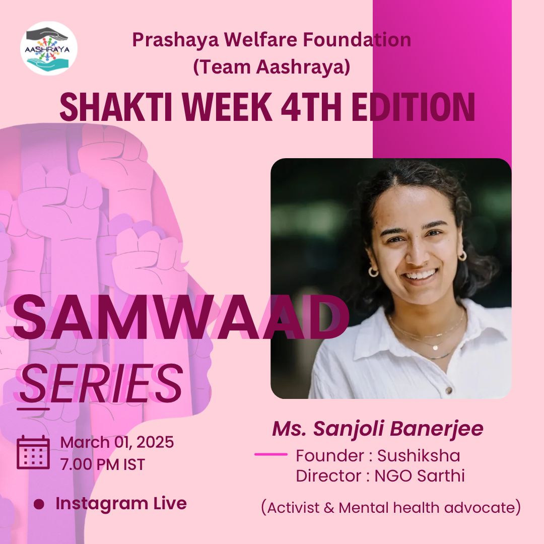 TeamAashraya's tweet photo. Our 1st Voice of Impact for
Samwaad Series is
@BanerjeeSanjoli
Do Join our Instagram Live at 1900hrs today(01/03/2025).
https://t.co/hEyc4WKJKf
#ShaktiWeek #Samwaad #VoicesOfImpact #NGO #WomenEmpowerment #SanjoliBanerjee https://t.co/S9s6s1ZVXc
