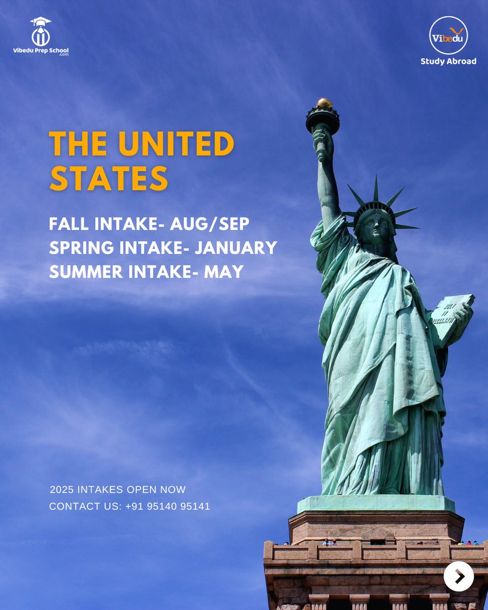 VibeduPvtLtd's tweet image. Planning to study abroad? Stay ahead by knowing the major and minor intakes of top study destinations! Secure your spot in your preferred university without last-minute stress. Contact us now for expert guidance!

#StudyAbroad #UniversityIntakes #ApplicationDeadlines #PlanAhead