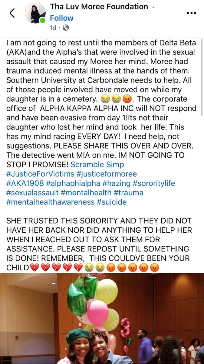 hbcushaderoom's tweet photo. There’s been another hazing incident recently. Even though it happened at a PWI, the point still stands that “tradition” or whether somebody is “paper” or “made”, none of this shit is worth hazing and killing people for‼️RIP Caleb and Moree🙏🏾 https://t.co/FaojHDnXnY