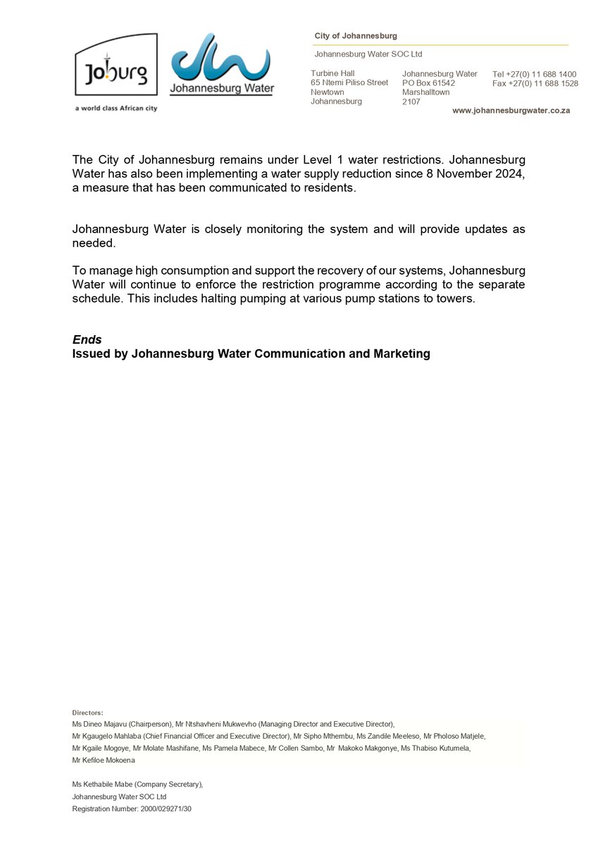 Johannesburg Water tweet media