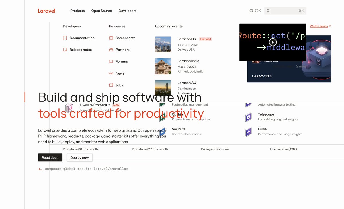 EstevanRuiz's tweet photo. Is it just me or is the Laravel site look funky for others in Chrome and Safari (desktop)? Looks fine on mobile though. 
@taylorotwell @joshcirre https://t.co/WpHEYbDt6T