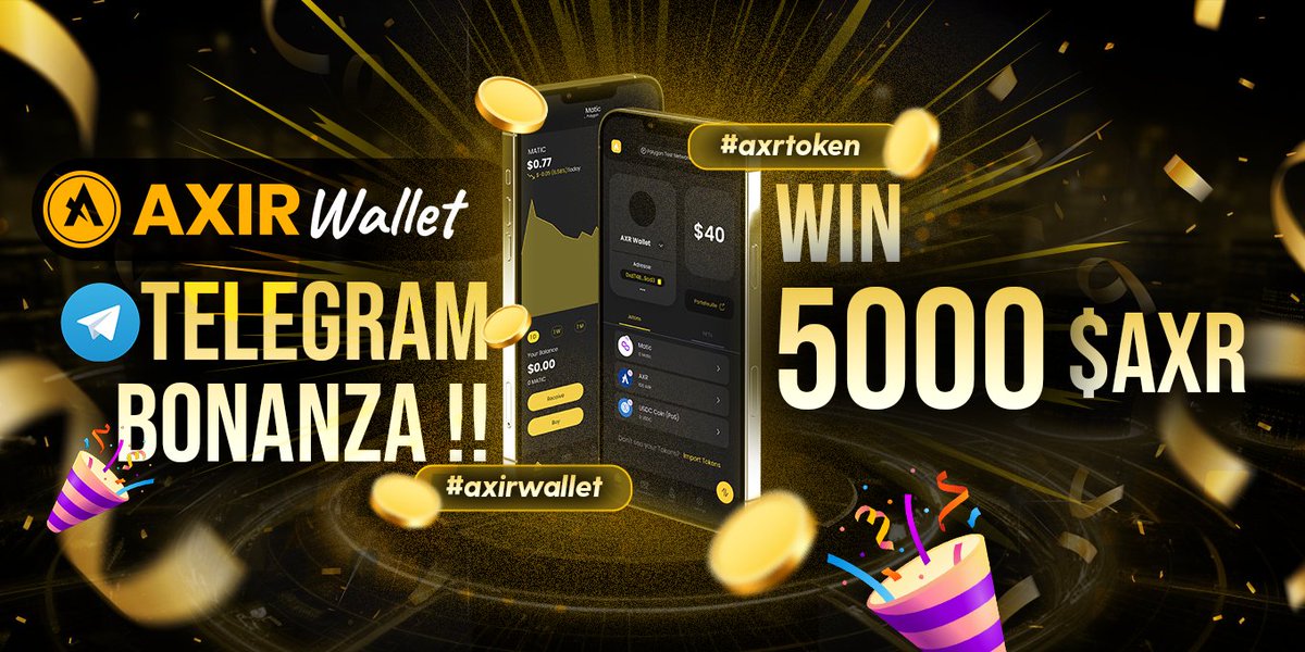 AxirGroup's tweet photo. #AXIR #WALLET Telegram Bonanza !! π
Join The Axir Telegram Bonanza And Get a chance to Win upto 5000 $AXR Rewards π°
β
Follow @AxirGroup
β
Join https://t.co/ksNKhnhfTs
β
Quote RT & Tag 3 friends with Telegram Joining Screenshot
20 lucky winners will receiveΒ 5000 $AXR
Duration:- 1st March to 20th march
#airdrop #axrtoken #cex #dex