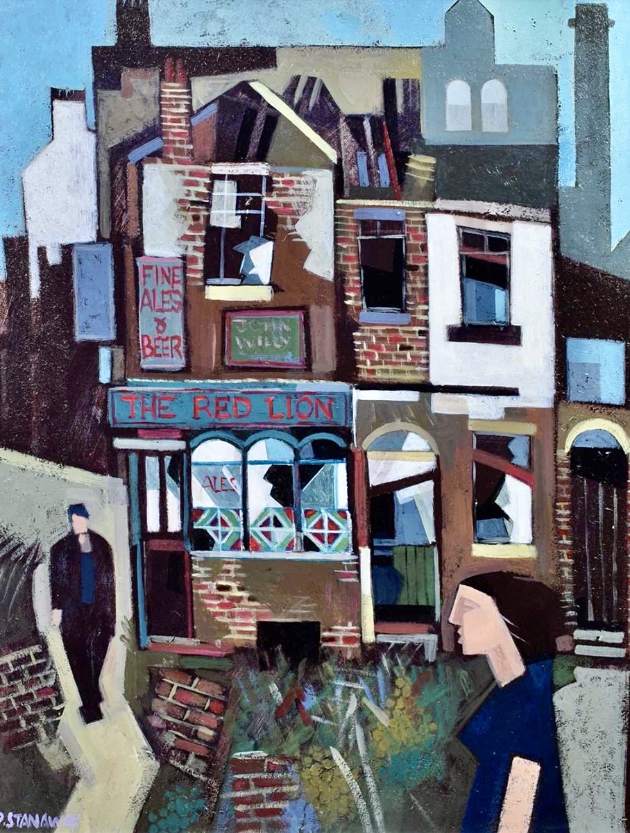 Another one which is now but a memory😔 #PubArt🍻

Red Lion Pub, Salford (Acrylic on Board) by Peter Stanaway (b.1943)