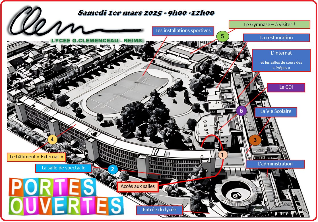 Aujourd'hui et pendant trois heures, plus de 230 élèves du <a href="/LyceeClemReims/">Lycee_Clem_Reims</a> vont ouvrir les portes de leur cadre de vie et de travail. Aux côtés de leurs enseignants ils présentent, grâce aux 14 spécialités offertes à Clem, les 89 parcours possibles en première ! Bienvenue !