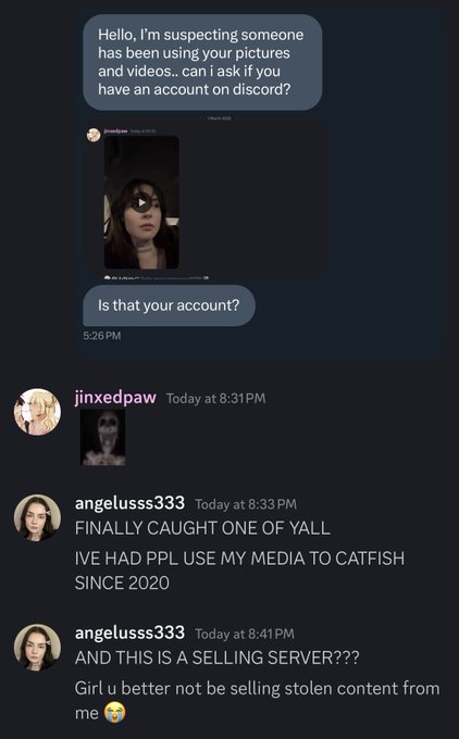 2 pic. Lmao this person has apparently been stealing my pics to catfish on discord- on selling servers