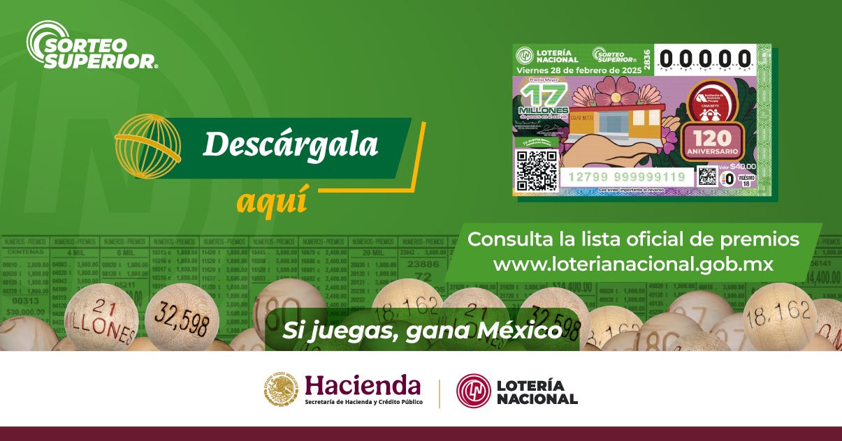 Descarga la lista de premios del Sorteo Superior 2836