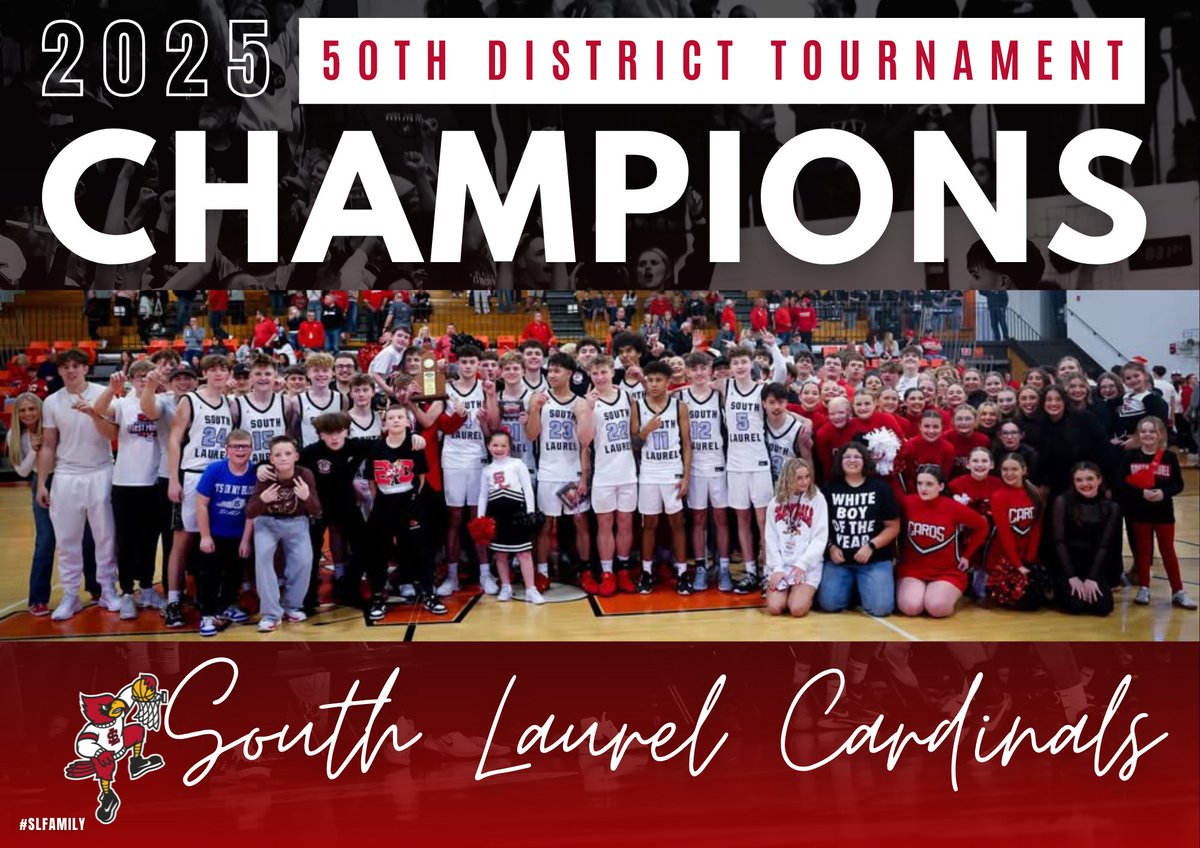 SLBBasketball's tweet photo. 50th District Tournament CHAMPIONS -
your SOUTH LAUREL CARDINALS!!
GO CARDS!
#slfamily
#StrongAsSteele https://t.co/7v5o2sm7Se