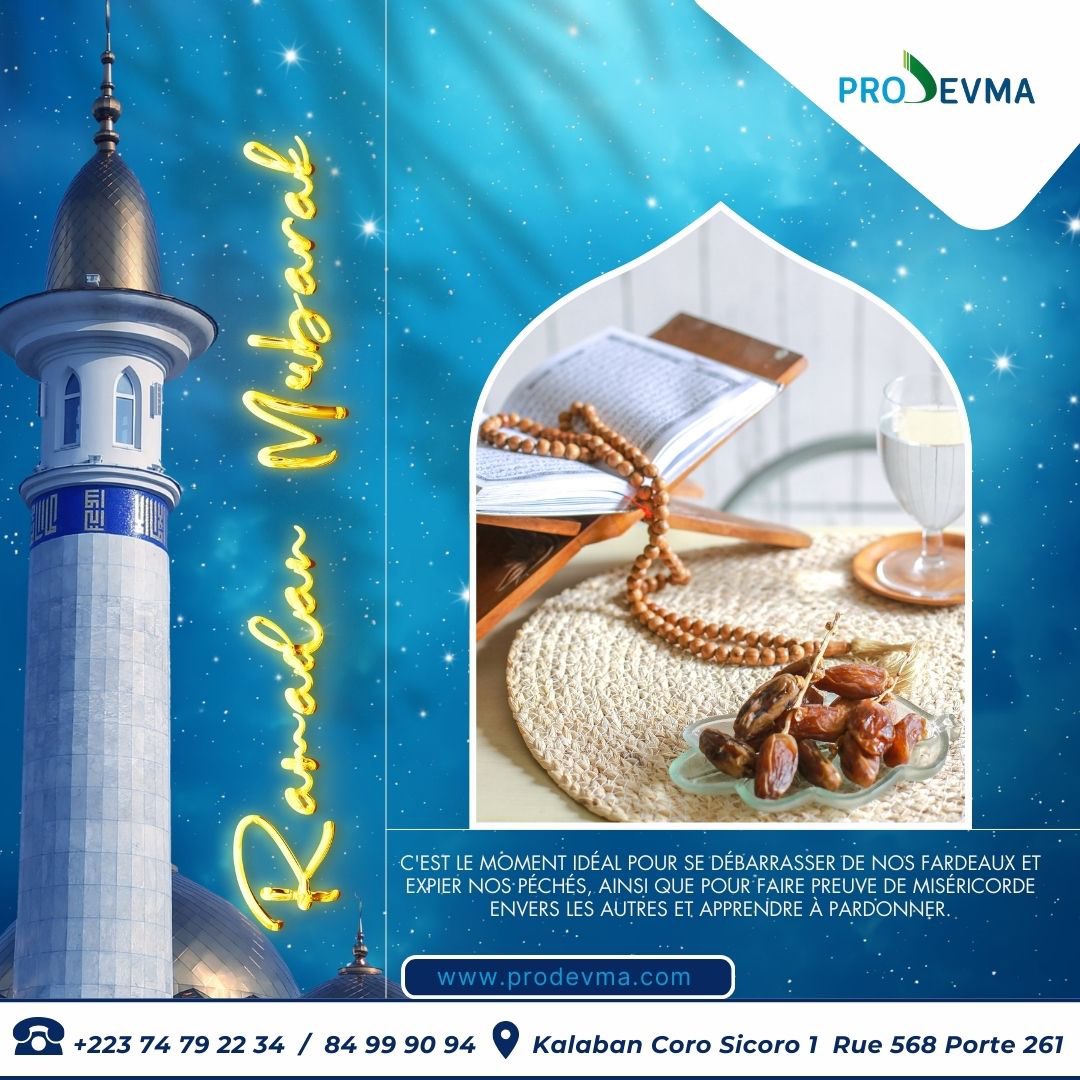 prodevma's tweet image. Pour PRODEVMA :

🌙✨ Ramadan Kareem à tous ! ✨🌙

En ce mois sacré, que la paix, la sérénité et les bénédictions accompagnent chaque instant de votre vie.
🕌 Ramadan Mubarak ! 🌟

#PRODEVMA #RamadanKareem #RamadanMubarak #Paix #Spiritualité #Bénédictions #Solidarité