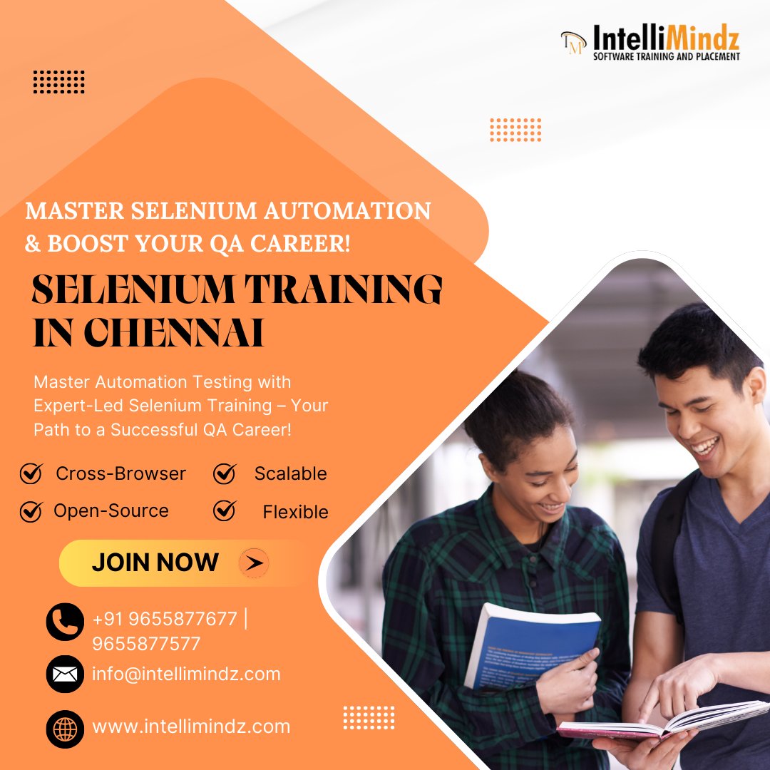 aliceclara_12's tweet image. Don&apos;t Wait Register Now to Avail Special offers On Selenium Training in chennai! 🚀 Get into automation testing and leap in front. Join now! ✅📊 
 bit.ly/3MggZeR
#SeleniumTraining #AutomationTesting #ChennaiTech #CareerGrowth