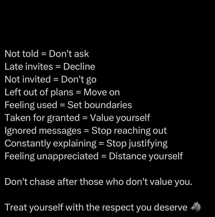 _jendulce's tweet photo. Don’t go to where you’re not invited.

Don’t ask to be invited.

You decline last minute invitations.

You don’t beg for a spot at someone else’s table. https://t.co/Nb01PEnnfw
