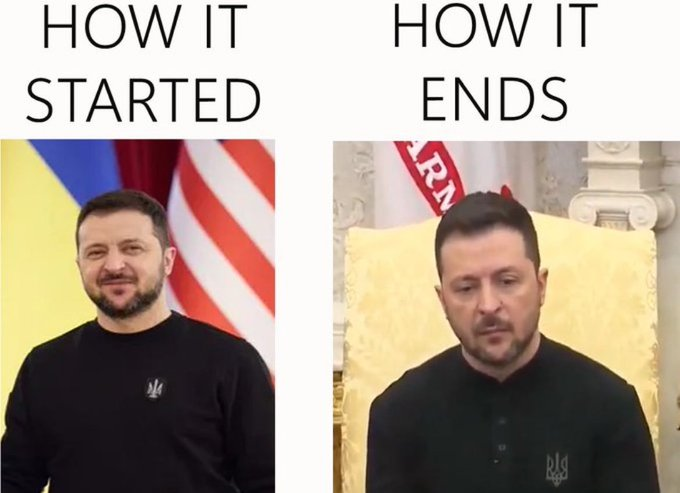 ActualidadRT's tweet photo. 🤡 La Red se mofa del fracaso de Zelenski en su reunión con Trump

Las redes sociales se han llenado de memes tras la acalorada disputa que protagonizaron el presidente estadounidense, Donald Trump, y el líder del régimen de Kiev, Vladímir Zelenski. 
https://t.co/2SS5DBaSZE https://t.co/4sE5pFXAFi
