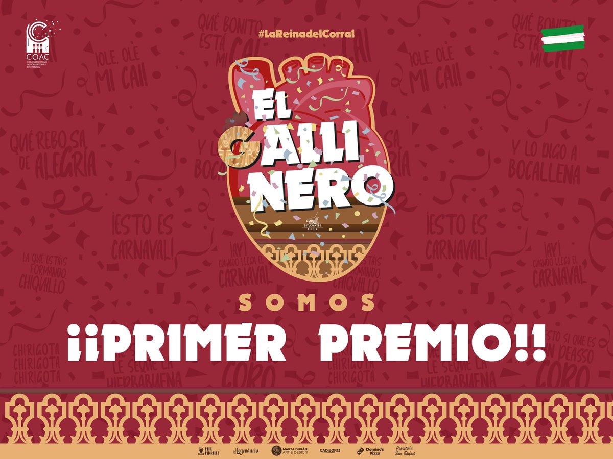 EstudiantesCoro's tweet photo. 𝗣𝗥𝗜𝗠𝗘𝗥 𝗣𝗥𝗘𝗠𝗜𝗢 𝗗𝗘𝗟 𝗙𝗔𝗟𝗟𝗔

¡EL GALLINERO! 🎭🐔

Gracias, gracias y más gracias 

#PrimerPremio #LaReinadelCorral #CorodelosEstudiantes https://t.co/p8Ju0OkJwQ