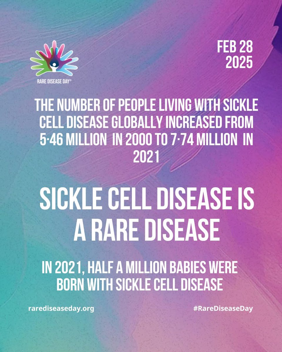 Shining a Light on Sickle Cell This #RareDiseaseDay2025.SCD is considered a rare disease in other parts of the world, but it's common in Africa, though its impact is far-reaching. We stand with warriors, advocates, &amp; allies in the fight for awareness, education, &amp; better care.