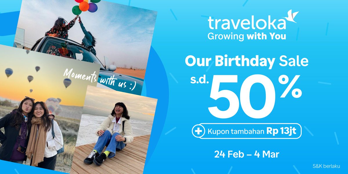 DanielFedder's tweet image. Traveloka ultah ke-13! Waktunya ke Labuan Bajo pake diskon s.d. 50% &amp;amp; ekstra kupon s.d. Rp13jt! Mau ketemu komodo! 🦎⛵ #GrowingwithYou #TravelokaBirthday