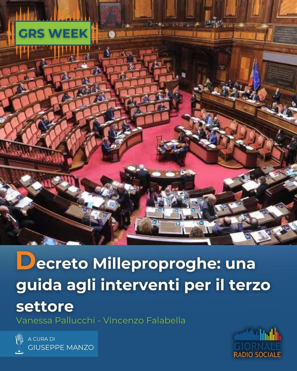 Grs Week👉Decreto Milleproproghe: una guida agli interventi per il terzo settore

🎧giornaleradiosociale.it/audio/decreto-…

🎙️#DecretoMilleproroghe: il tema del contrasto alla #PovertàEducativa e della #Disabililtà. Con Vanessa Pallucchi del <a href="/forumterzosett/">Forum Terzo Settore</a> e Vincenzo Falabella di @fishonlus
