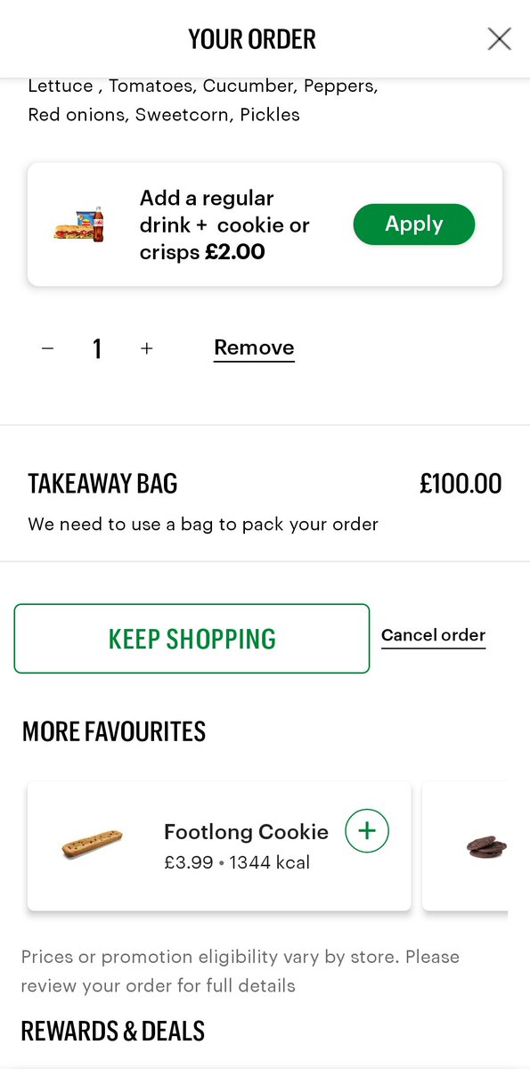 infusiast46's tweet photo. @SubwayUK don't think this is accurate for a 6 inch tuna sub and a 6 inch veggie sub 😂 £100 for a bag! Think I'll pass 😭 https://t.co/Qlasmx9Im0