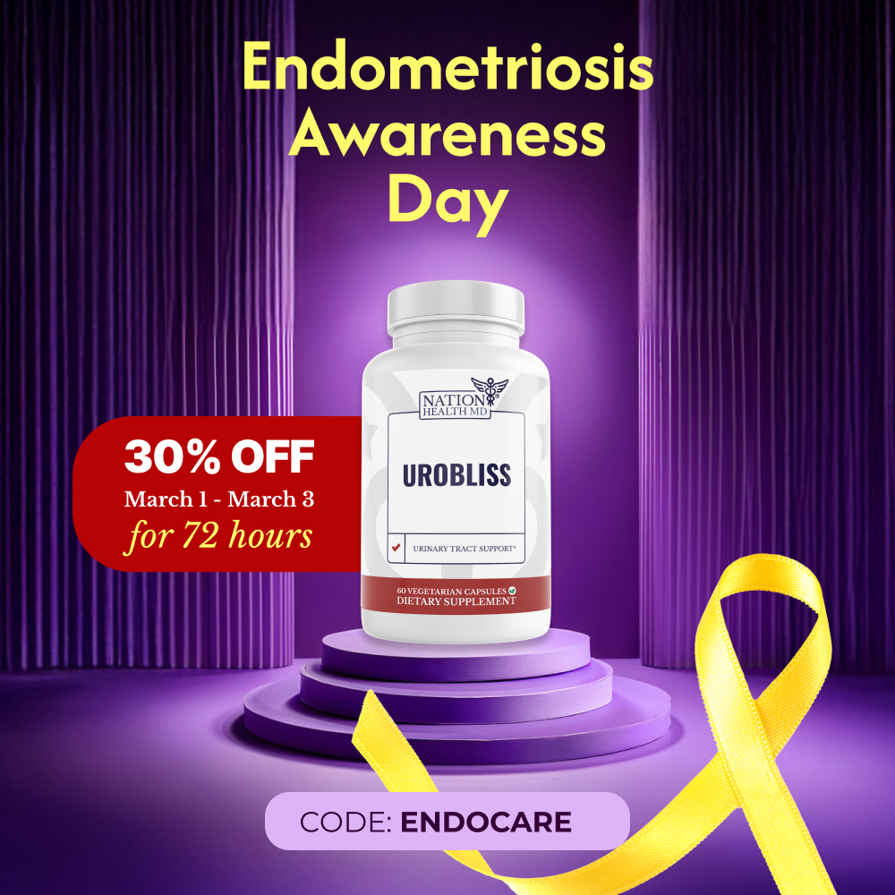 Raising Awareness for Endometriosis! 💛✨

📢 UroBliss 30% OFF with code ENDOCARE! | March 1 - March 3! 

Learn more: bit.ly/4gXW1hW 

#nationhealthmd #wellness #holistichealth #organicsupplements #urobliss #kidney  
*Reference upon request