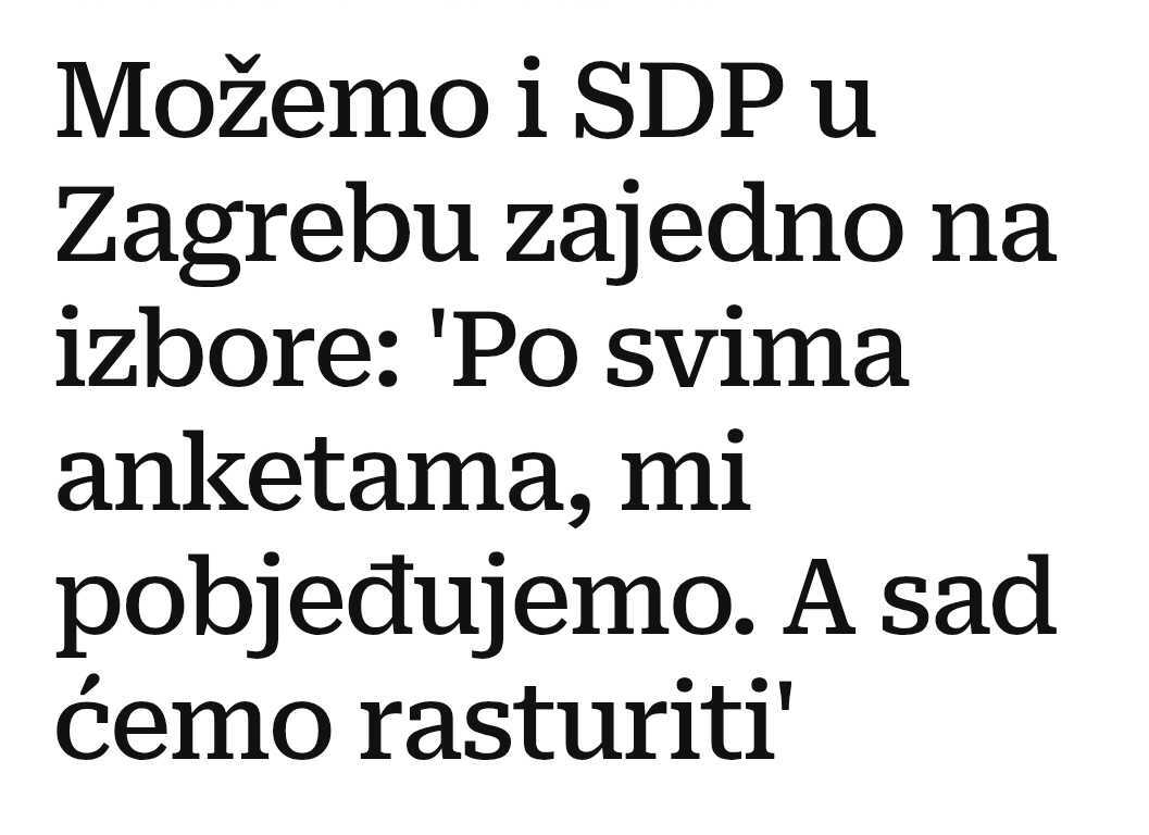 U Zagrebu idemo po veliku pobjedu. Ali naše dvije stranke, po zadnjim anketama, i na nacionalnoj razini imaju veću potporu nego HDZ, Most i DP zajedno. Mi smo sada snaga koja je spremna ne samo voditi Grad Zagreb i brojne gradove i županije, nego i Republiku Hrvatsku.