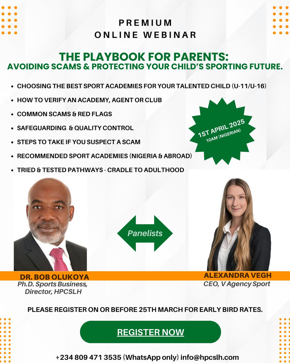 The playbook for parents: avoiding scams and protecting your child's sporting future... Register now! docs.google.com/forms/d/e/1FAI…