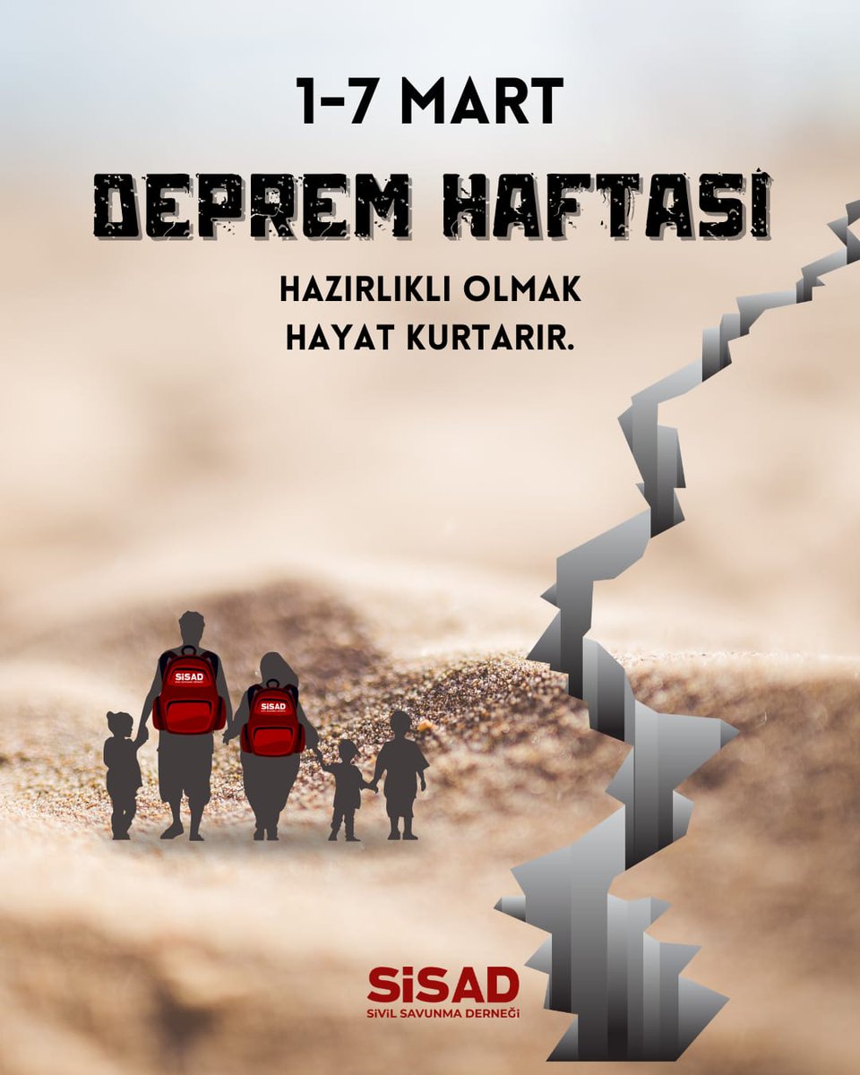 SisadTR's tweet photo. 1-7 Mart Deprem Haftası 🇹🇷
Hazırlıklı olmak hayat kurtarır !!!
#deprem #depremhaftası #hazırmısınız #bilgilen #planla #hazırlan #afad #afadgönüllüsü #sisad #istanbul #kahramanmaraş #kızılay #gönüllü #sisadgönüllüsü #birliktegüçlüyüz https://t.co/ITRBVqn0DO