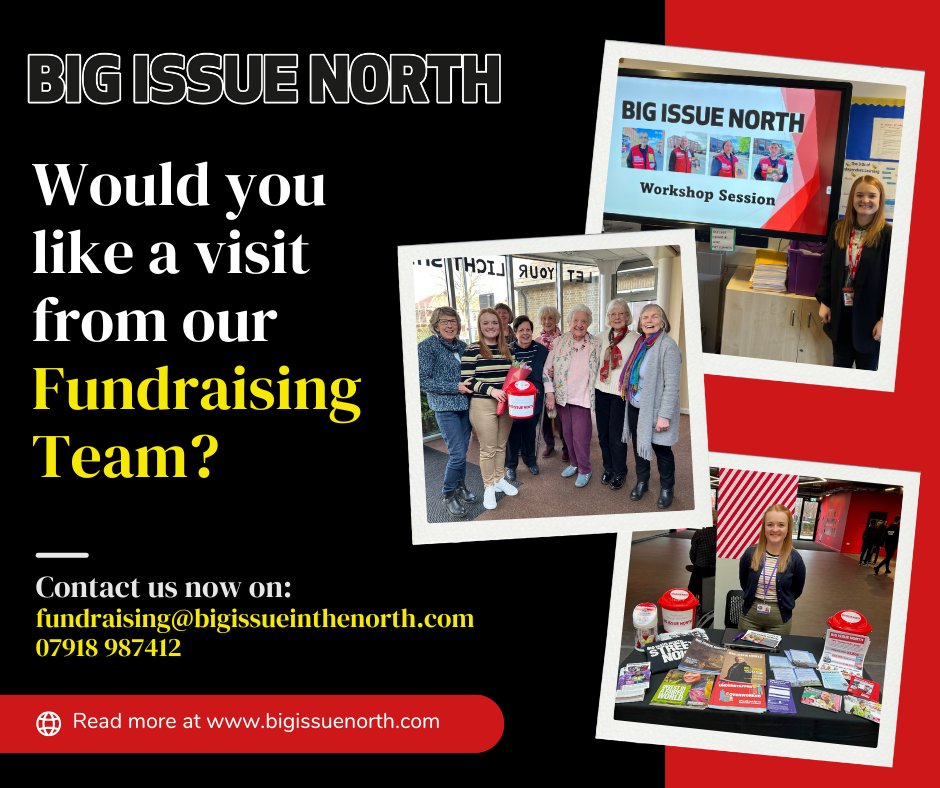 Do you know of a local event or community group that our Big Issue North fundraising team can visit this year to raise awareness and funds for people living in poverty?

Please contact us on fundraising@bigissueinthenorth.com and share what’s happening in your community area!