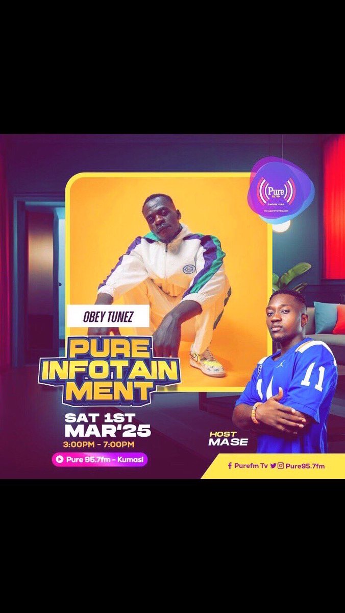 ObeyTunez_'s tweet photo. Catch me live on PureFm95.7 with the host @Masebillion1 today 3pm sharp. #adeade https://t.co/Cma04IkfrA