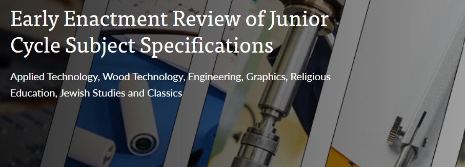 Oide Technology Subjects Post-primary (@oide_pp_tech4) on Twitter photo The NCCA is conducting an early enactment review of the junior cycle subjects Applied Technology, Wood Technology, Engineering and Graphics
The deadline for submitting feedback has been extended to Friday 14 March
Link attached below⬇️
ncca.ie/en/updates-and… The NCCA is conducting an early enactment review of the junior cycle subjects Applied Technology, Wood Technology, Engineering and Graphics
The deadline for submitting feedback has been extended to Friday 14 March
Link attached below⬇️
ncca.ie/en/updates-and…