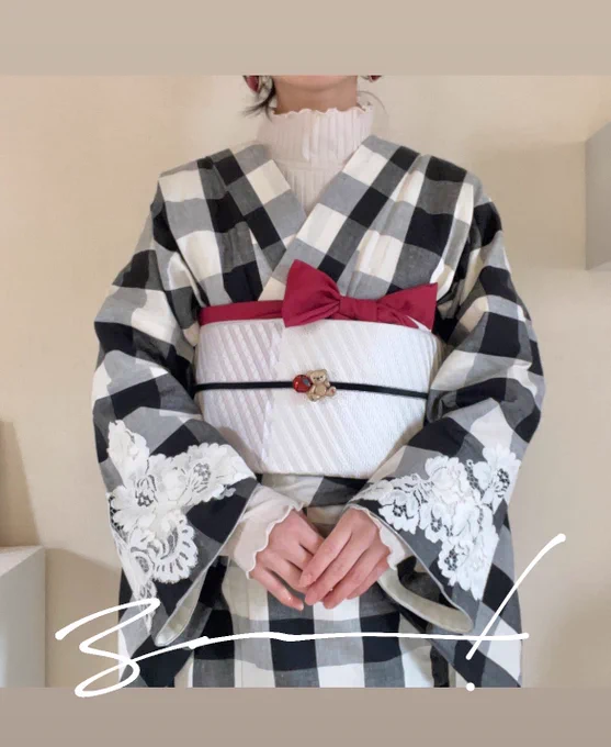 黒白ギンガム×赤、定番可愛いので。#youkimono 