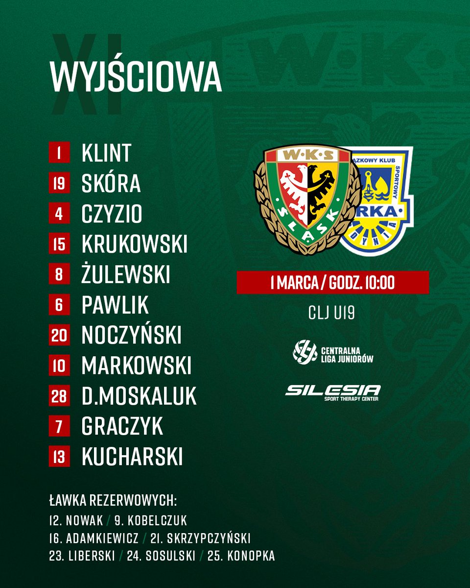 𝐂𝐋𝐉 𝐔𝟏𝟗. Już za chwileczkę, już za momencik... 😉

Zespół juniorów starszych rozpoczyna ligowe granie wiosną! Pierwszym rywalem - Arka Gdynia. Po wygraną, panowie! 🇮🇹

🖋️ Zapowiedź wiosennej inauguracji U19 ➡️ tinyurl.com/ZapowiedzU19Sl…