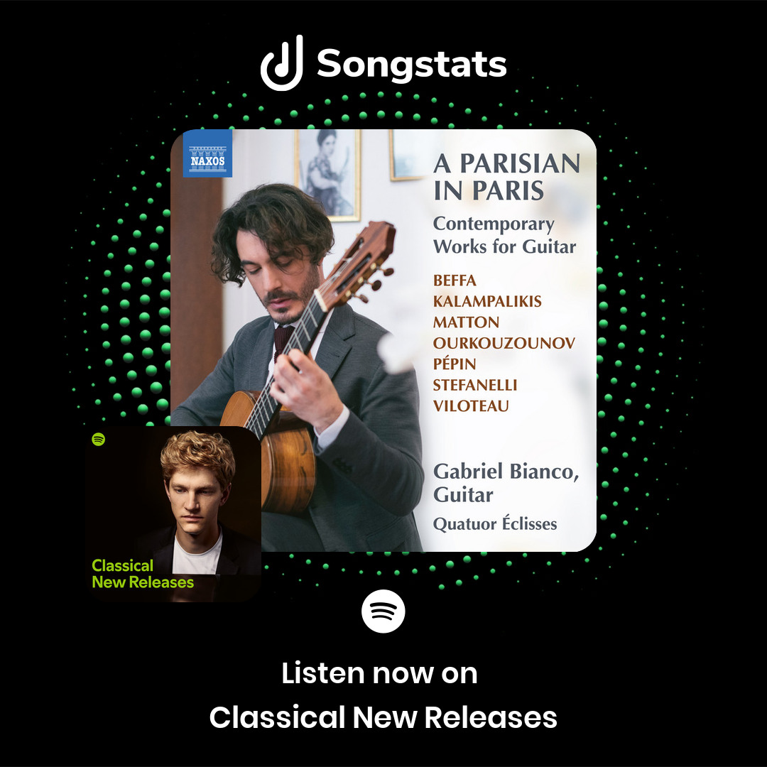 Songstats (@songstatsapp) on Twitter photo <a href="/Camille_Pepin/">Camille Pépin</a> Wow!! Just saw that "Autumn Rhythm (Arr. for Guitar by Gabriel Bianco)" was added to the editorial playlist 'Classical New Releases' with over 728K Followers on Spotify! <a href="/Camille_Pepin/">Camille Pépin</a> Wow!! Just saw that "Autumn Rhythm (Arr. for Guitar by Gabriel Bianco)" was added to the editorial playlist 'Classical New Releases' with over 728K Followers on Spotify!