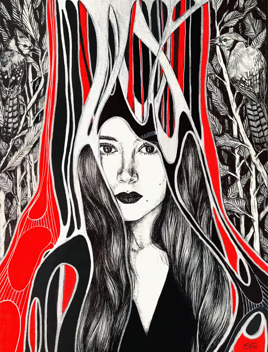 Gm Dreamers🖤  ink self-portrait