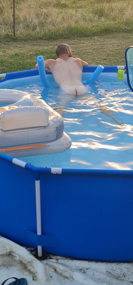 Nice time in the pool 😜#tattoo #nude #beardedman #muscle #ass #horny #trade #cock