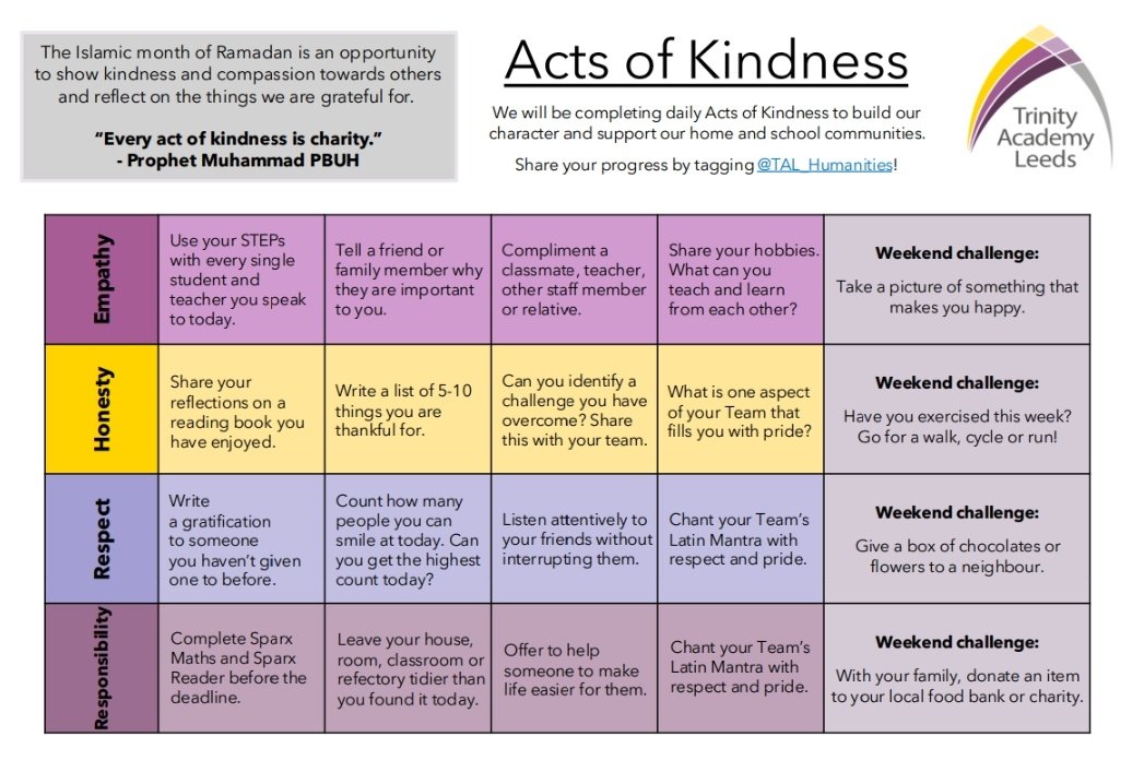 Another Ramadan, another opportunity to spread kindness 💜 

I never tire of creating our annual Acts of Kindness calendar for #Ramadan! 💫