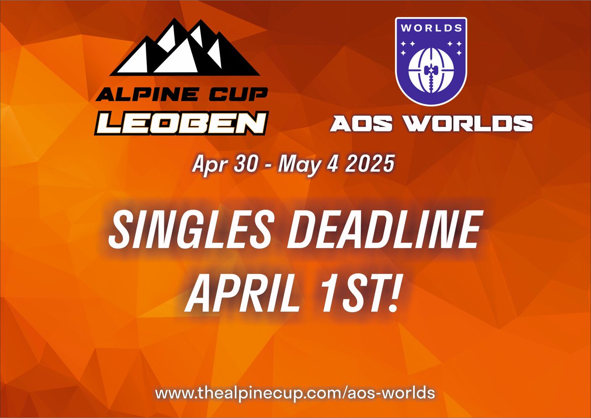 So! Still a month left to buy tickets for singles! Join us in what seems to be the biggest worlds yet! #aos #aosworlds25 #WarhammerCommunity