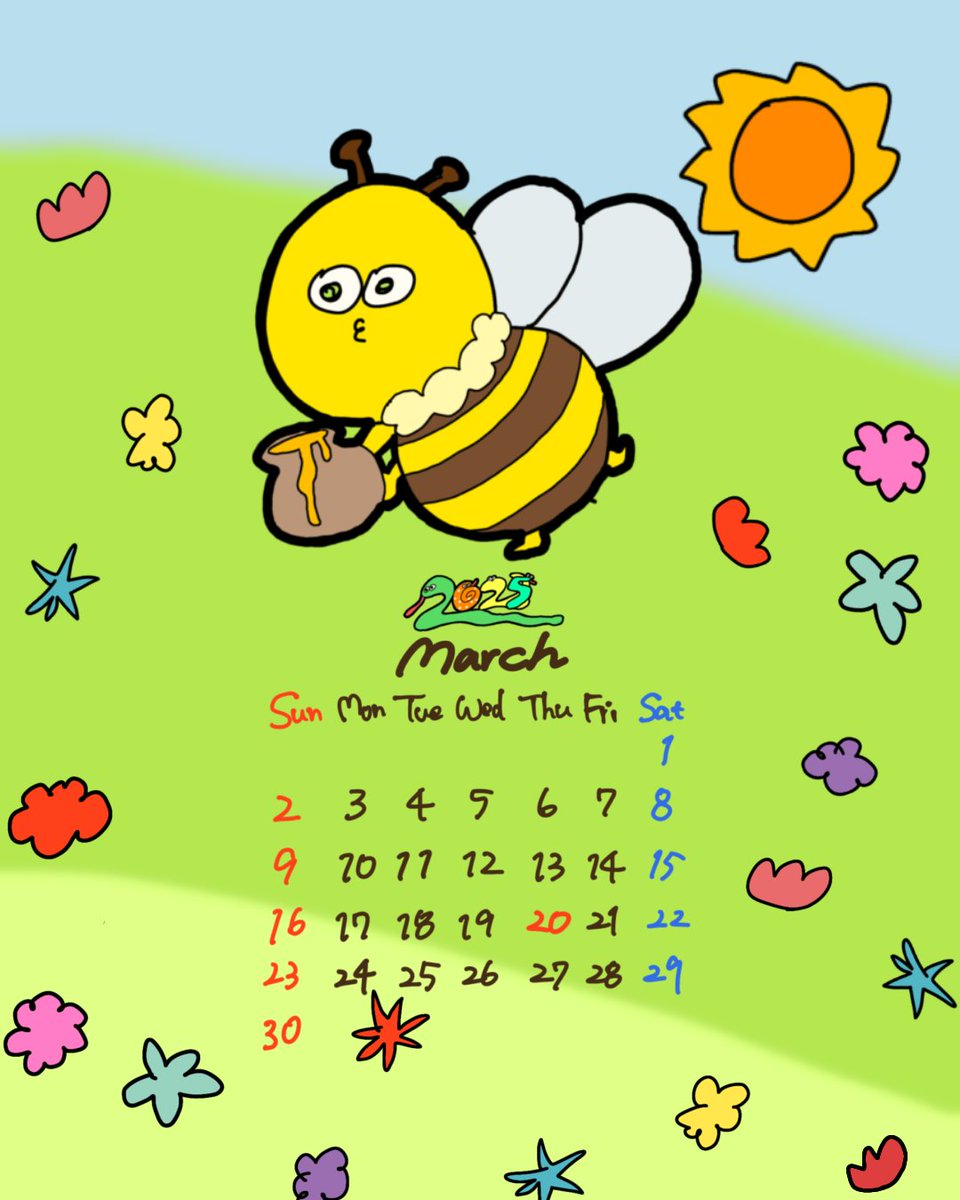 jks_pmari's tweet photo. 3月のカレンダーは春に浮かれるハチさん🐝🌸🏵️
#イラストカレンダー #キャラクター   #Illustcalender #カワイイ #yuruillust #originalcharacter #kawaii #일러스트 #귀엽다 #아트 #오리지널 #오리지널일러스트 https://t.co/HRmp9NZlCK