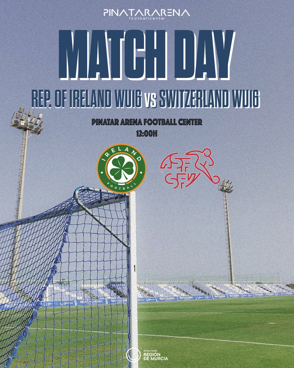 Pinatar Arena (@pinatararena) on Twitter photo ๐๏ธHoy en Pinatar Arena:
๐ Rep. De Irlanda Fem Sub16 x Suiza Fem Sub16
๐๏ธ Campo 2
โฐ 12:00
๐ซ Entrada gratis
<a href="/IrelandFootball/">Ireland Football โฝ๏ธ๐ฎ๐ช</a> <a href="/sfv_asf/">Swiss Football Association</a> <a href="/itremurcia/">Instituto de Turismo de la Regiรณn de Murcia</a> ๐๏ธHoy en Pinatar Arena:
๐ Rep. De Irlanda Fem Sub16 x Suiza Fem Sub16
๐๏ธ Campo 2
โฐ 12:00
๐ซ Entrada gratis
<a href="/IrelandFootball/">Ireland Football โฝ๏ธ๐ฎ๐ช</a> <a href="/sfv_asf/">Swiss Football Association</a> <a href="/itremurcia/">Instituto de Turismo de la Regiรณn de Murcia</a>