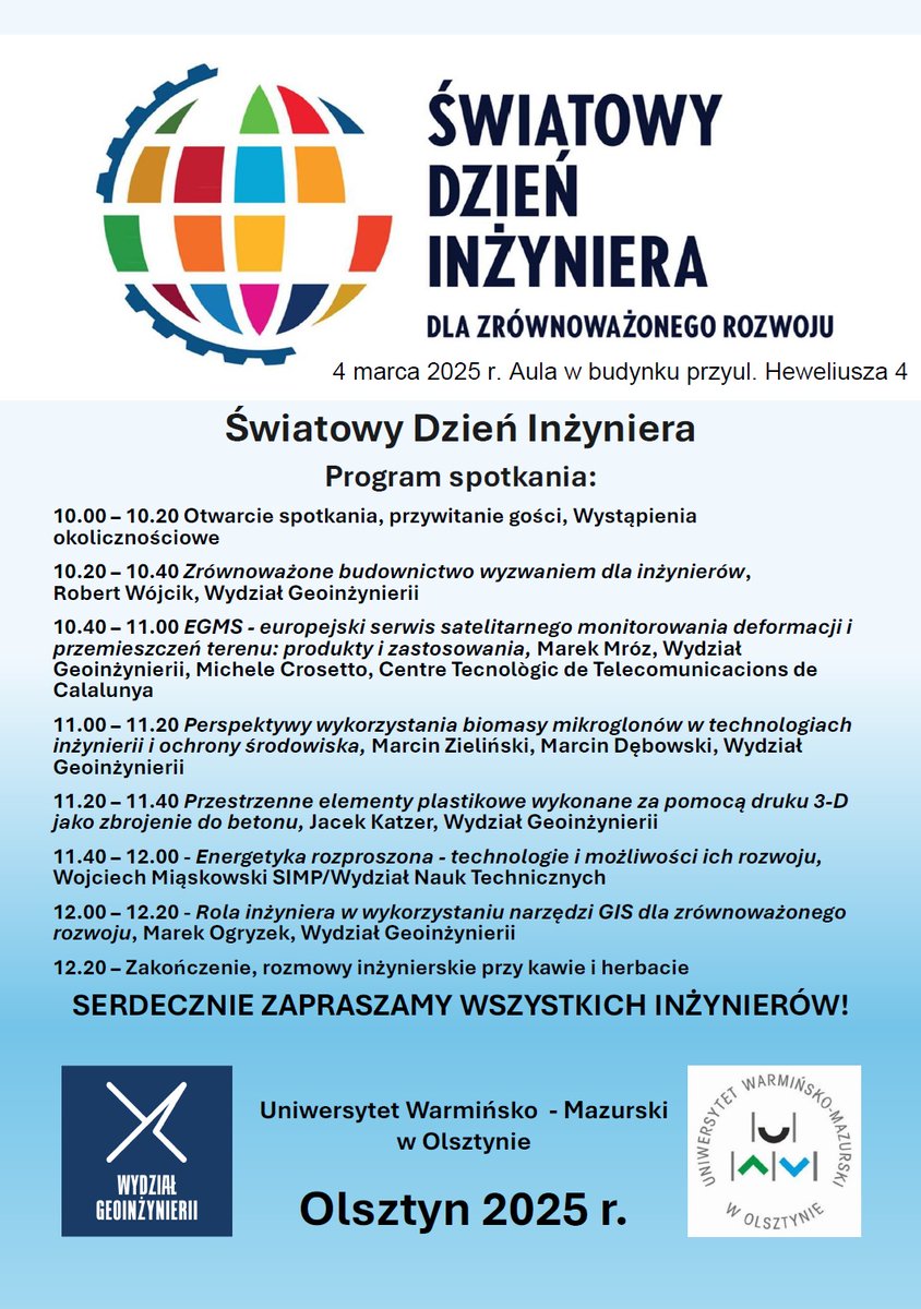 Światowy Dzień Inżyniera #UWM #Olsztyn #budownictwo